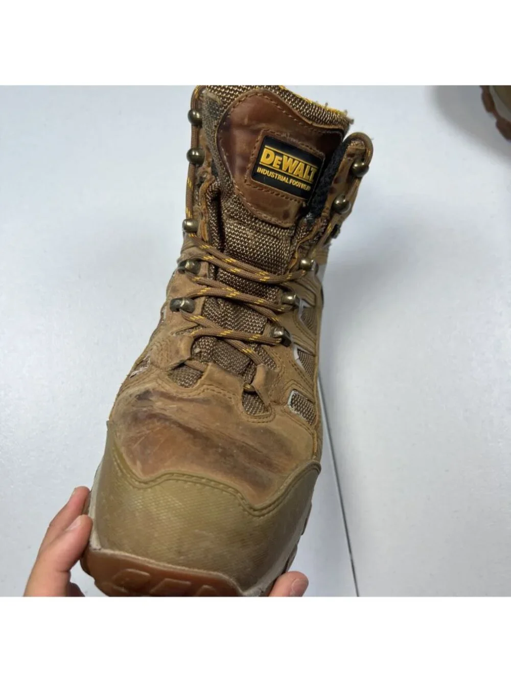DeWalt Mens Wheat Poseidon Waterproof Work Leather Boots Size 12 Plain Toe